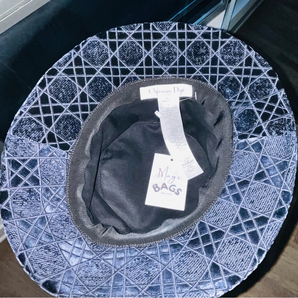 Dior: Velour Corduroy Christian Dior Paris Logo Cannage Embroidered Hat - Picture 14 of 16